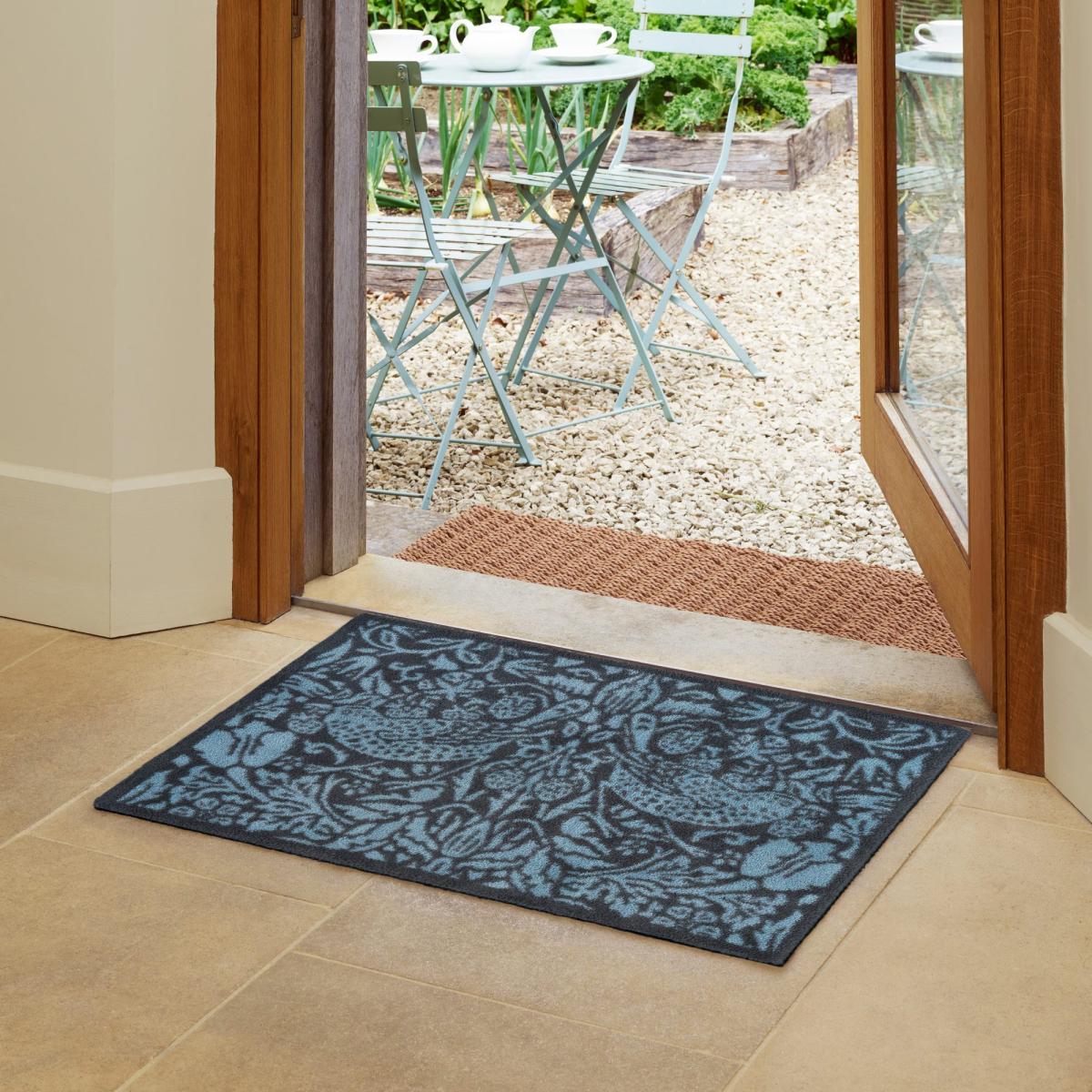 Pure Strawberry Thief Doormats in Blue by Morris and Co 60x85cm – image 3