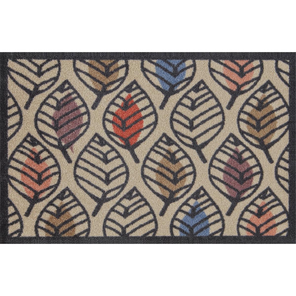 Lume Stencil Leaf Doormat in Natural Beige – image 2
