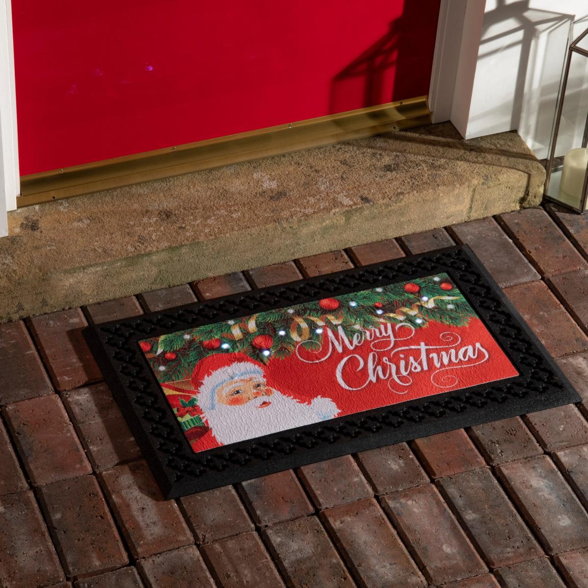 Merry Christmas Santa LED Light & Singing Doormats in Red – image 2