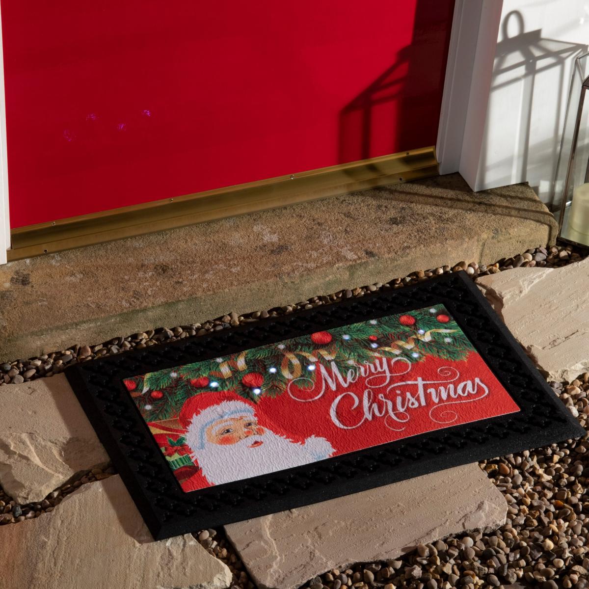 Merry Christmas Santa LED Light & Singing Doormats in Red – image 1