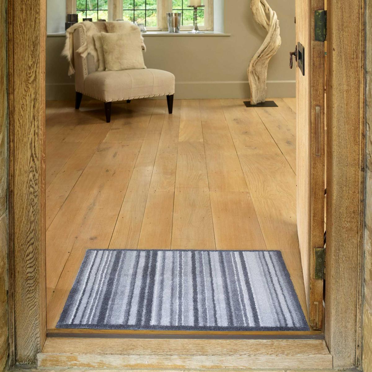 Stripe Washable Doormats in Slate Grey by Turtlemat 75x120cm – image 1
