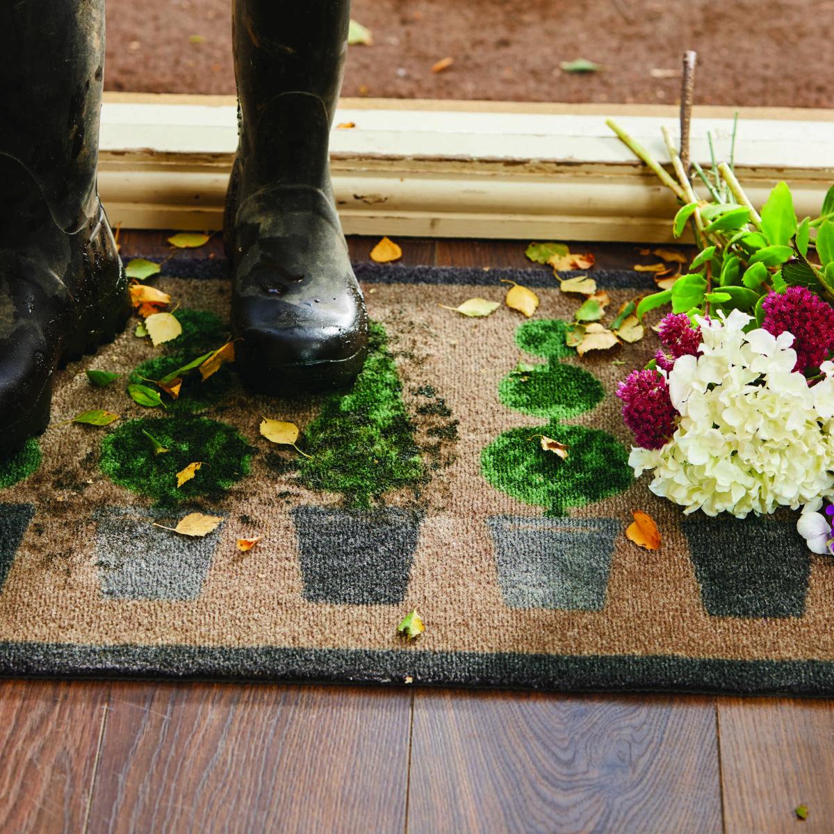 Topiary Washable Anti Slip Doormat in Grey – image 2
