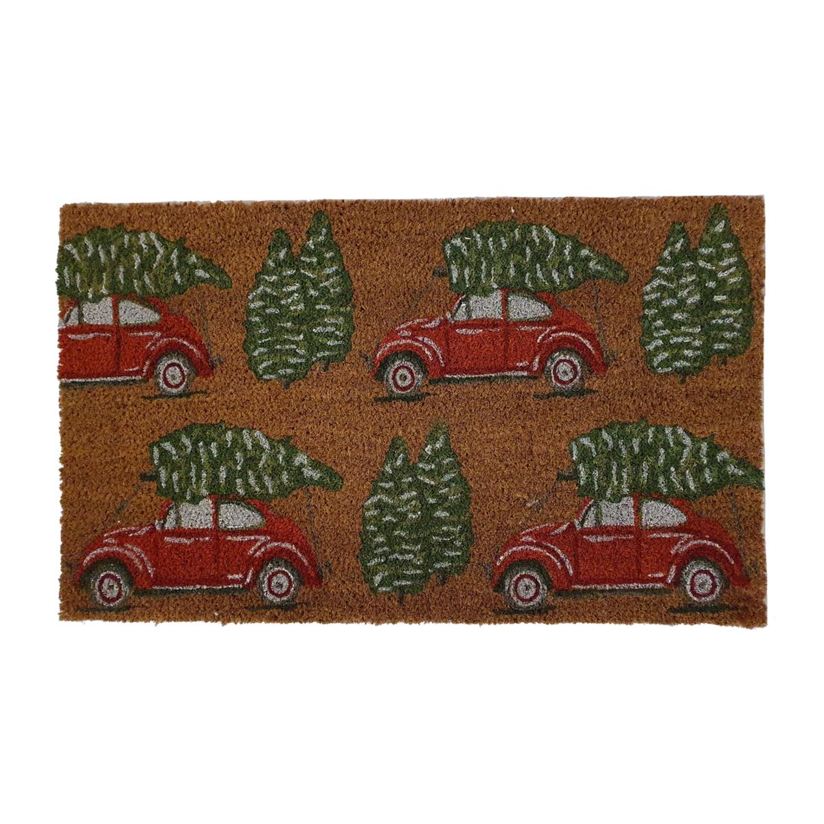 Christmas Car Coir Doormat in Natural