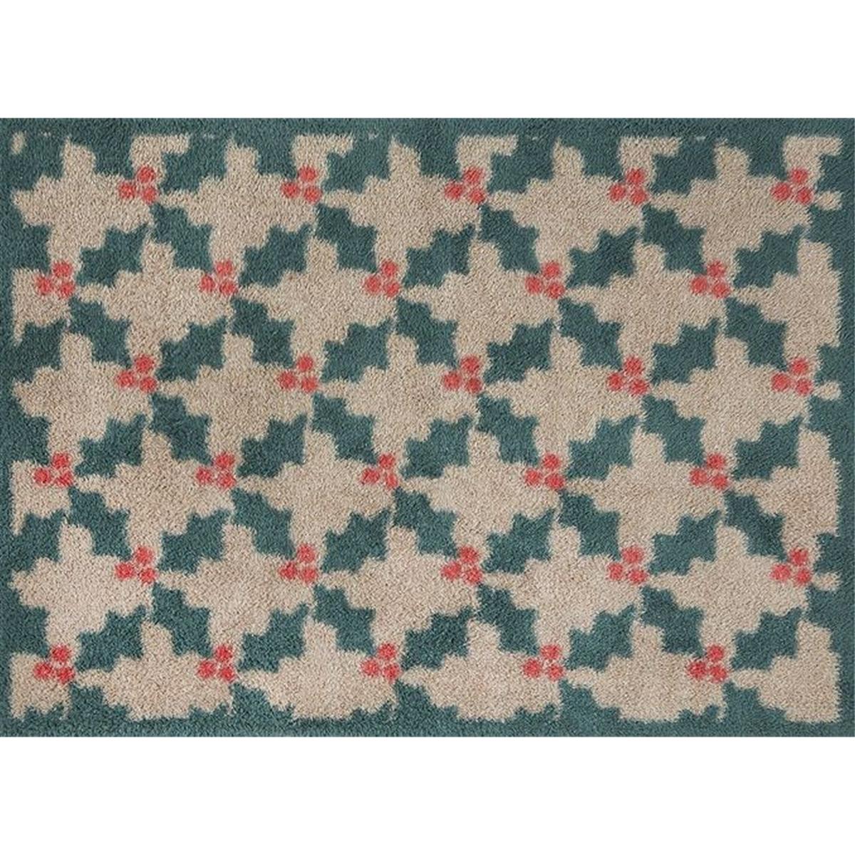 Christmas Holly Leaf & Berries Doormat in Red Multi – image 2
