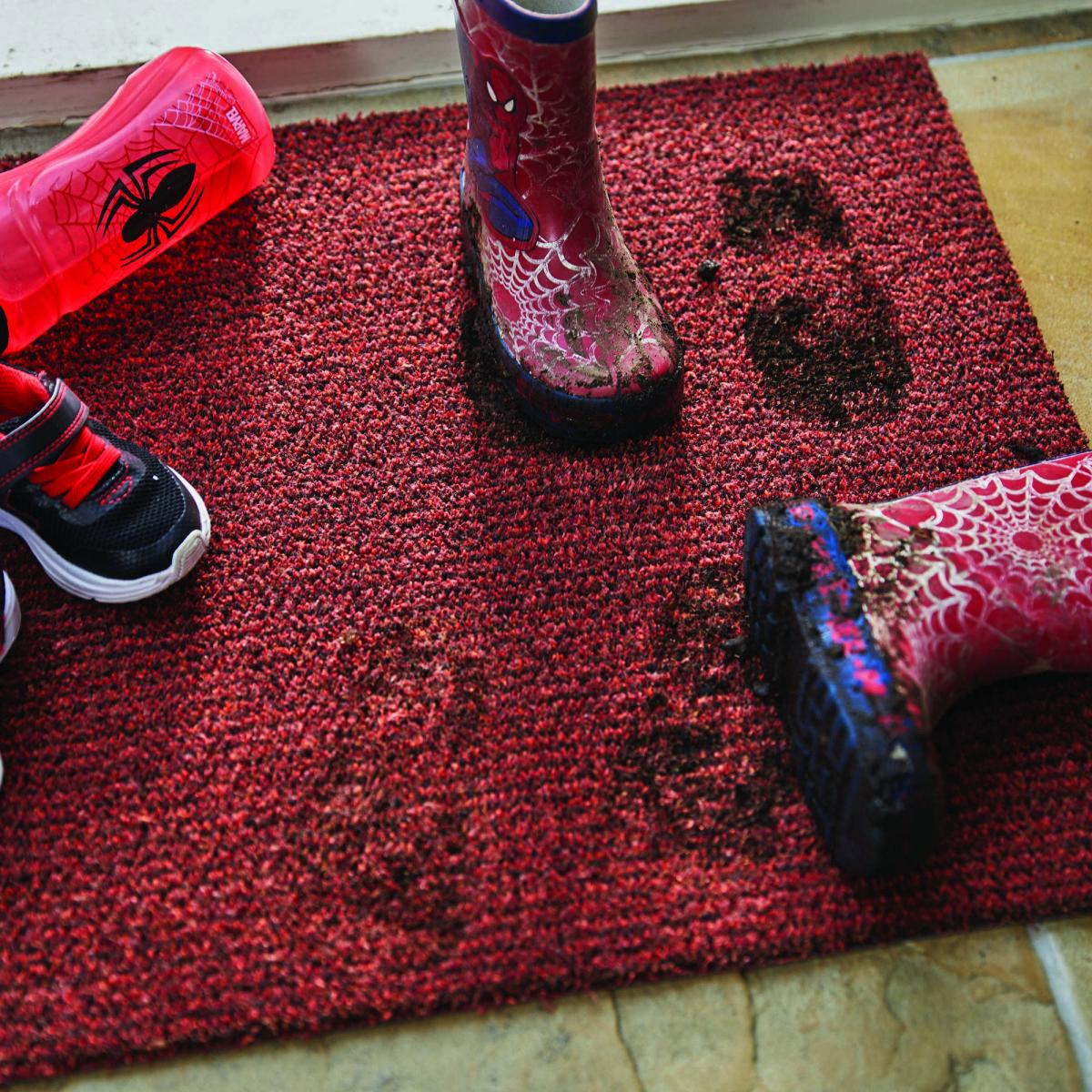 Cotton Plain Washable Anti Slip Doormat in Spice Red – image 2