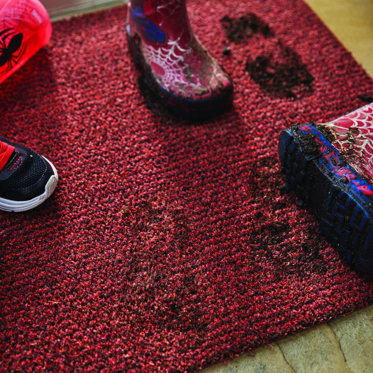 Cotton Plain Washable Anti Slip Doormat in Spice Red – image 1
