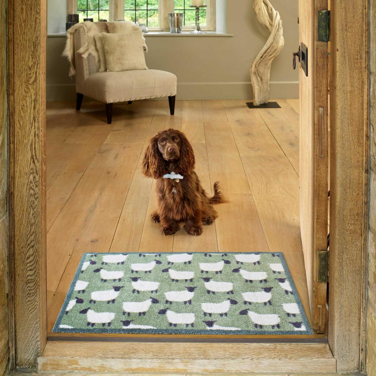 Flock Sheep Doormats in Green by Turtlemat – image 1