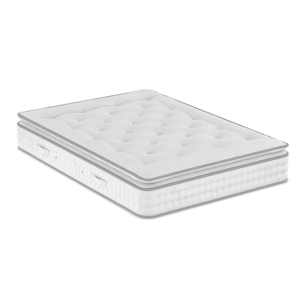 M&S 2500 Pocket Spring Medium Luxury British Wool Pillowtop Mattress - 5FT - White, White – image 4