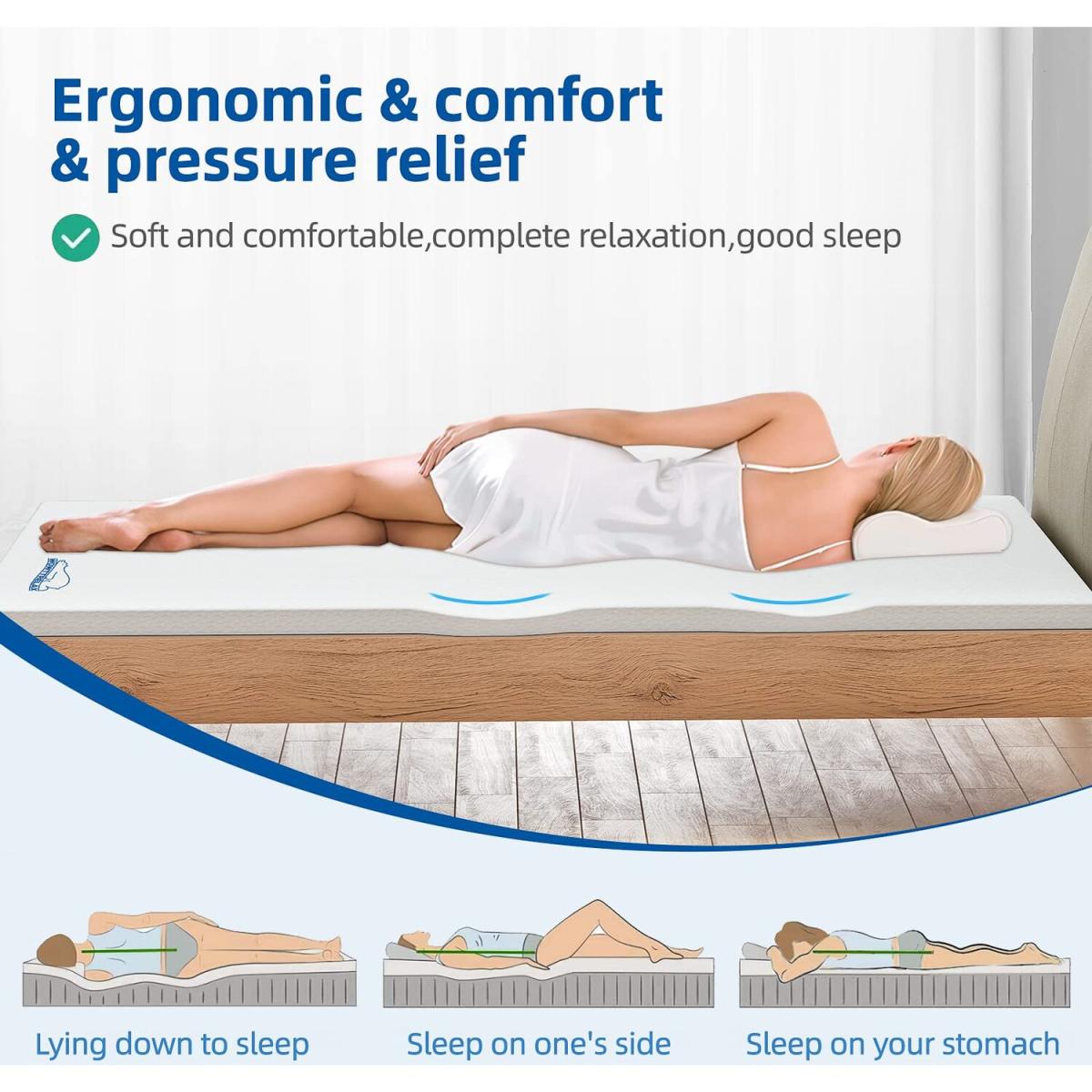 Dual-Layer 2-Inch Memory Foam Mattress Topper - White / King – image 6