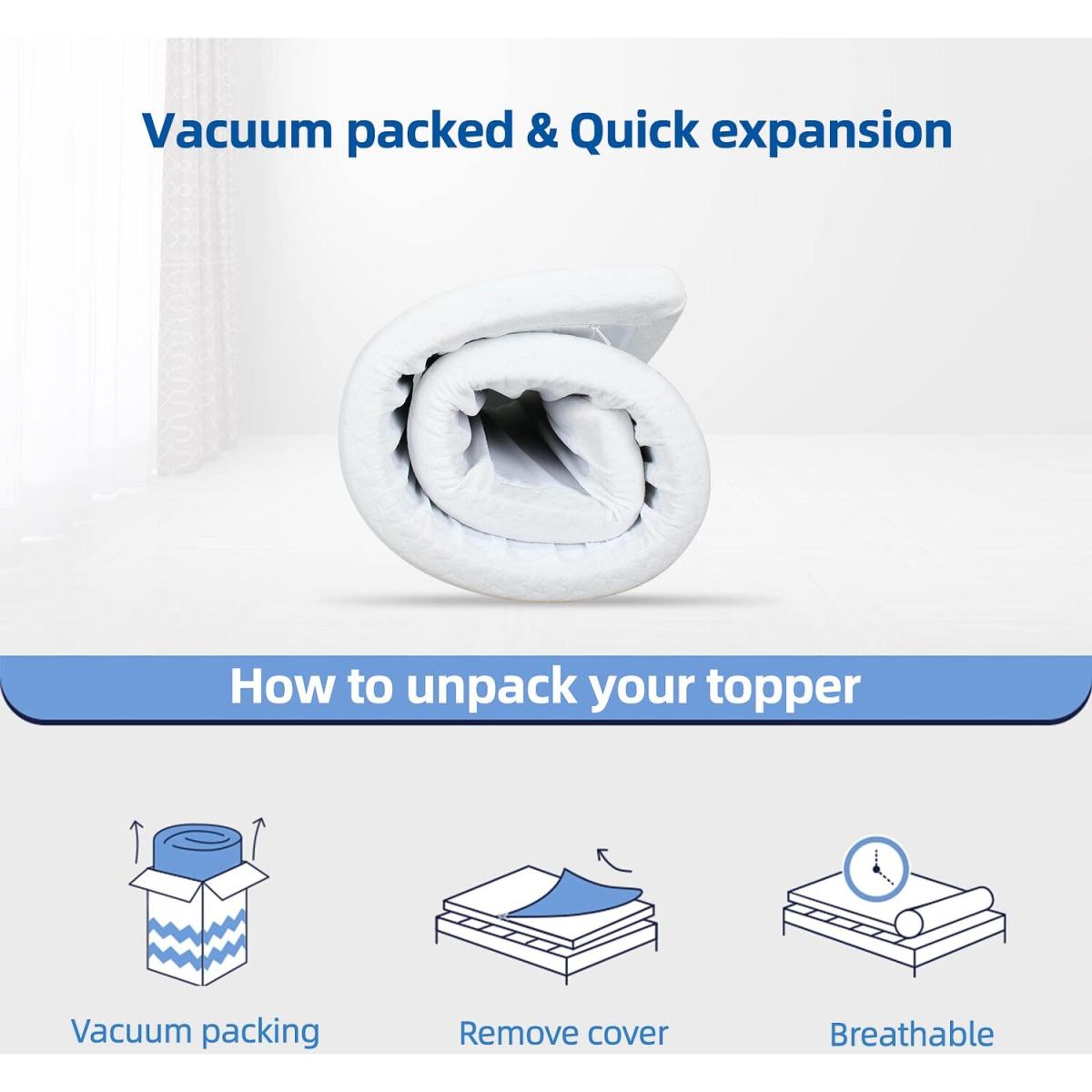 Dual-Layer 2-Inch Memory Foam Mattress Topper - White / King – image 8