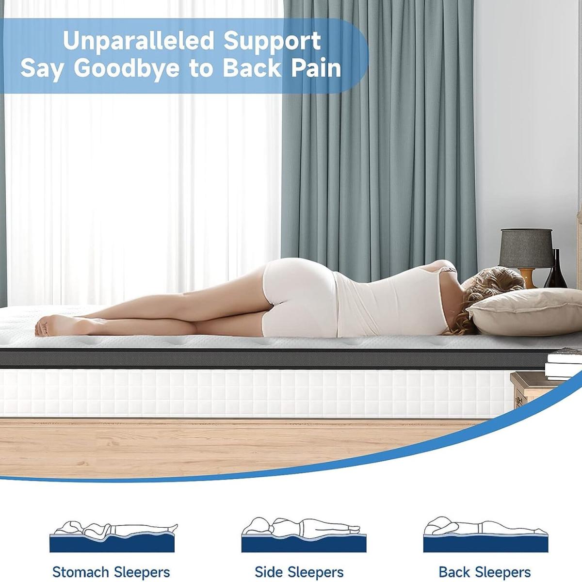Pocket Sprung Mattress with Anti-Mite Fabric and Wave Memory Foam - Black-White / King – image 3