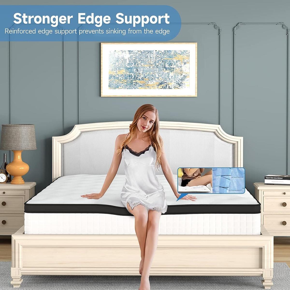 Pocket Sprung Mattress with Anti-Mite Fabric and Wave Memory Foam - Black-White / King – image 5