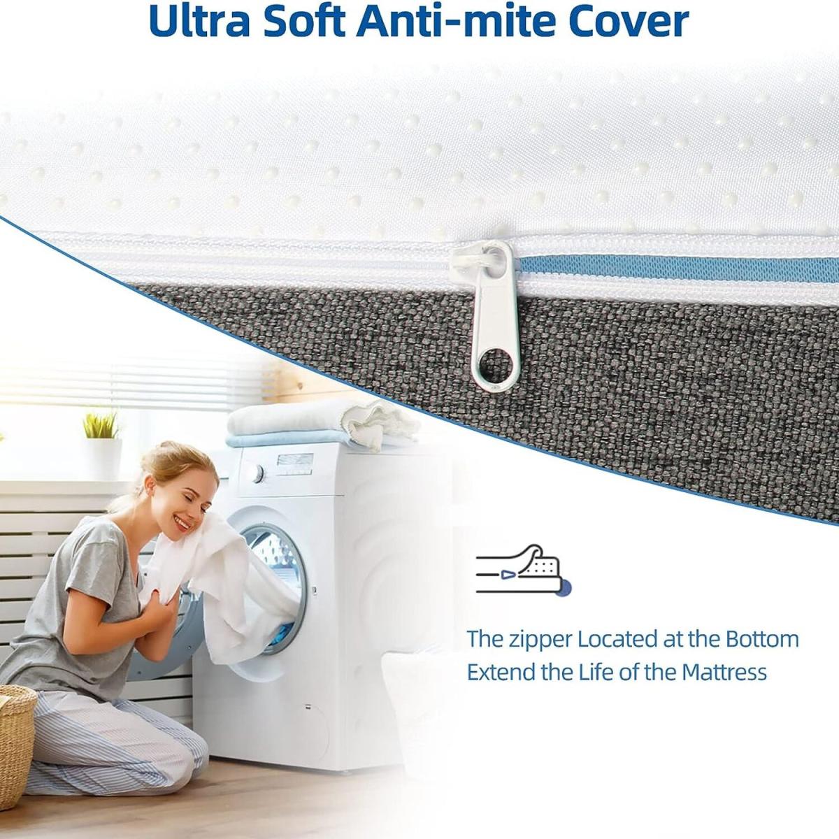 Memory Foam Mattress 8 Inch Mattress with Soft Fabric  - Grey-White / King – image 4