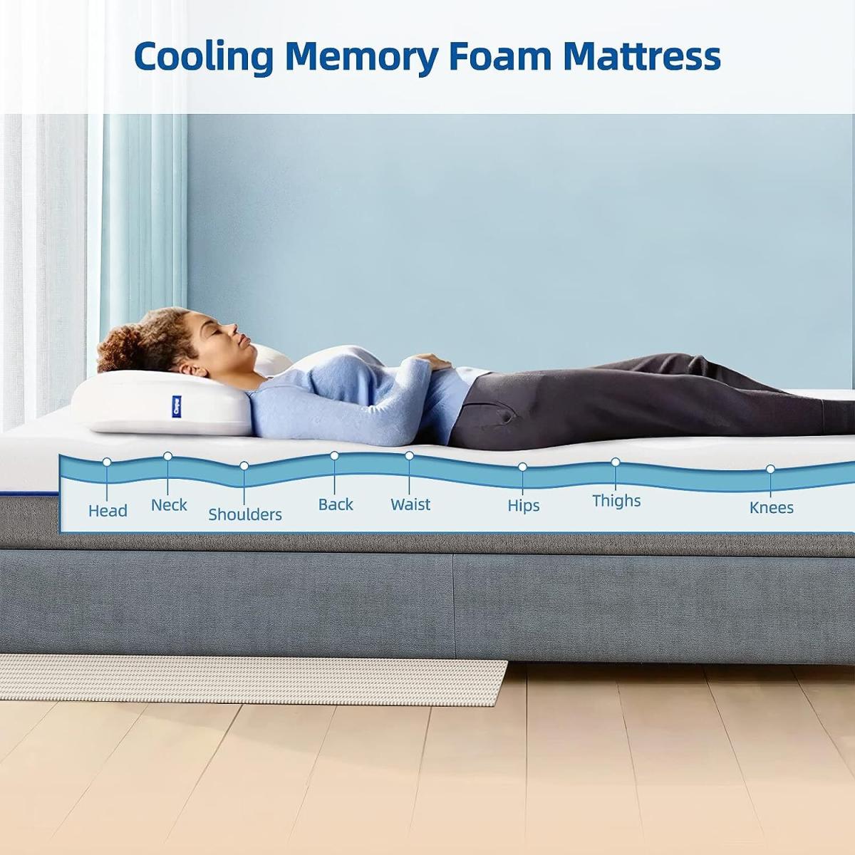 Memory Foam Mattress 8 Inch Mattress with Soft Fabric  - Grey-White / King – image 5