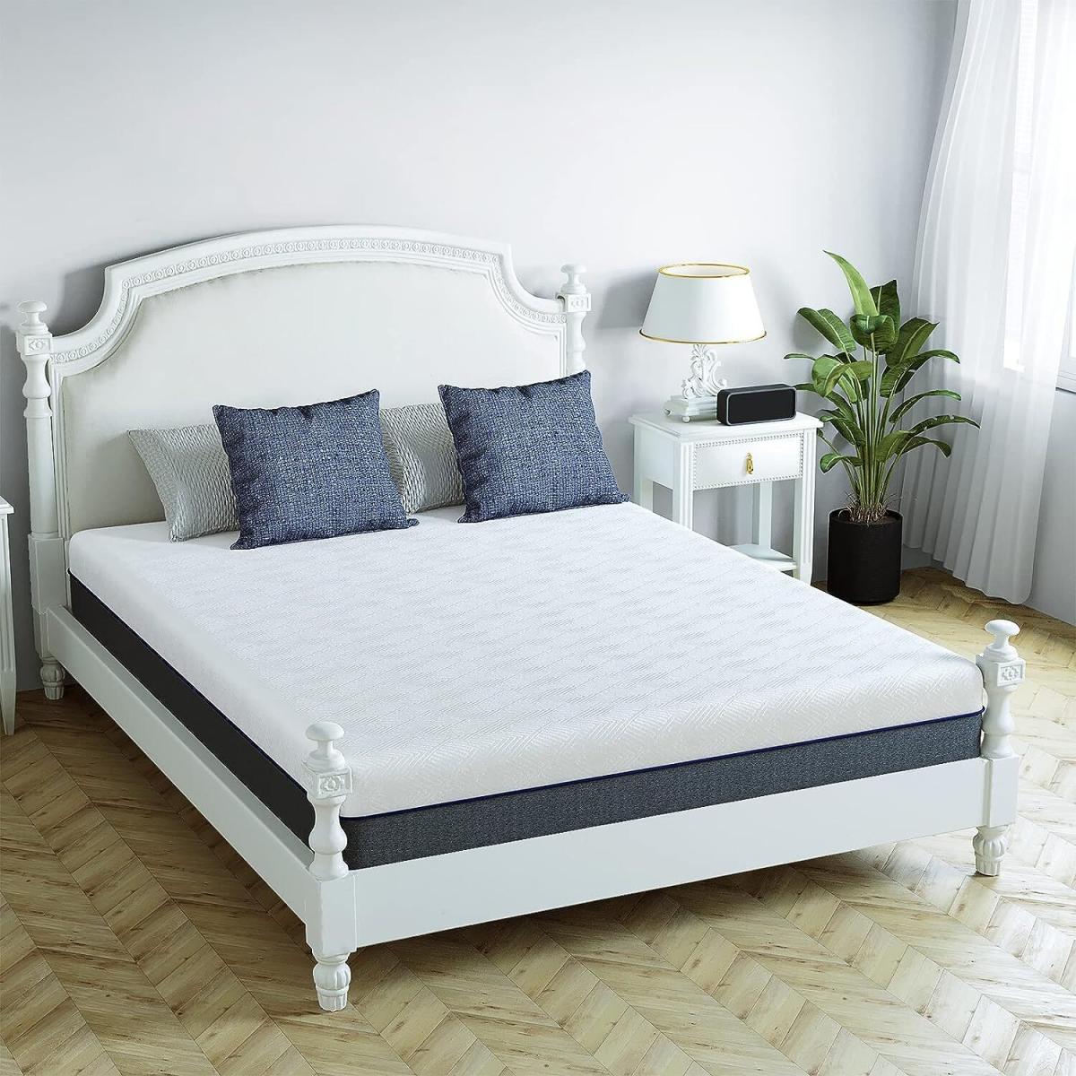 Memory Foam Mattress 8 Inch Mattress with Soft Fabric  - Grey-White / King – image 7