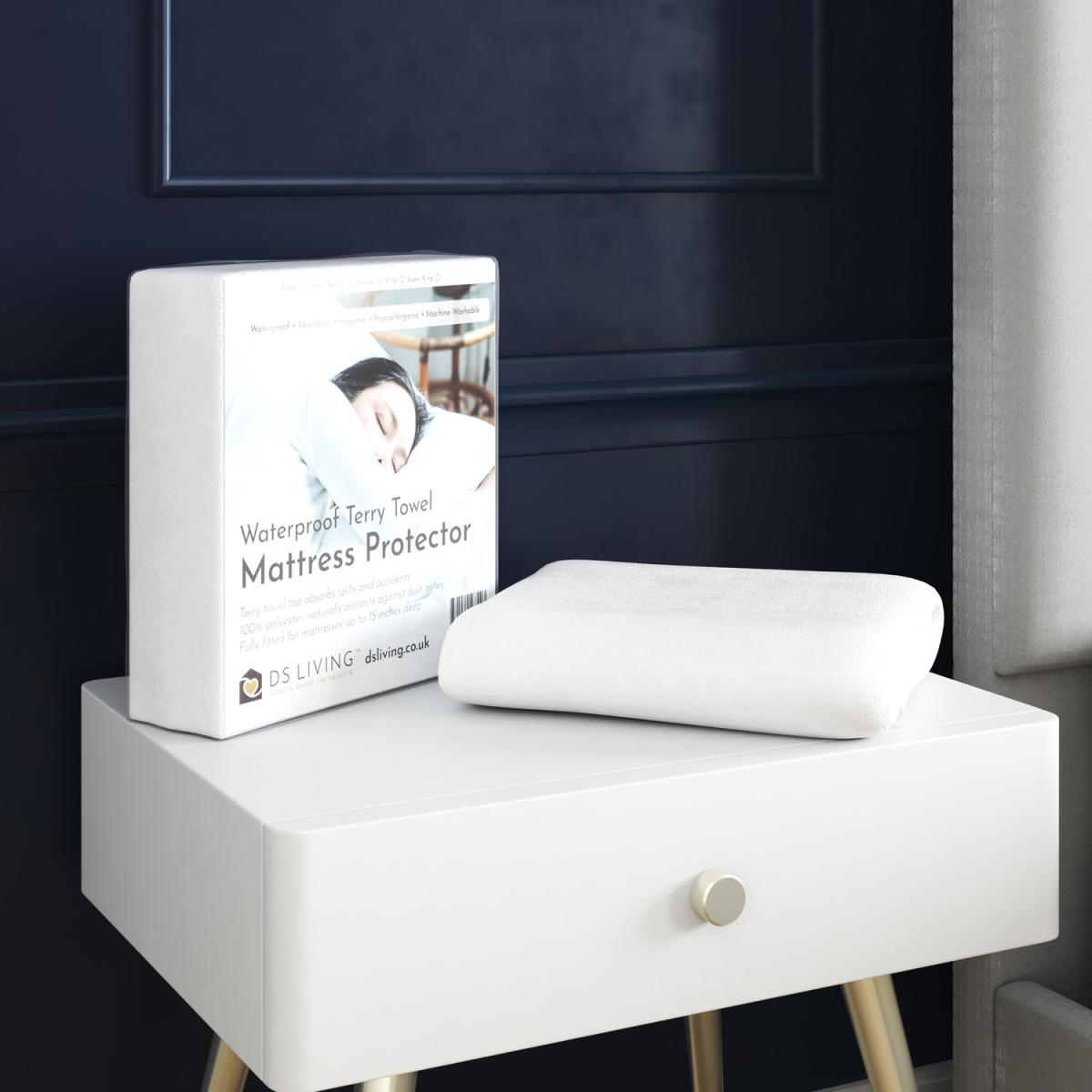 Essential Terry Towel Protective Mattress Cover - White / King – image 3
