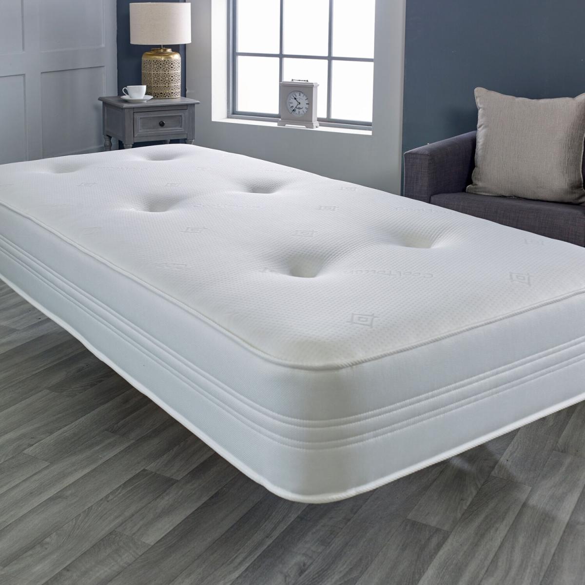 Cool Touch Hand-Tufted with Memory Foam and Spring with White Border Mattress - White / King – image 3