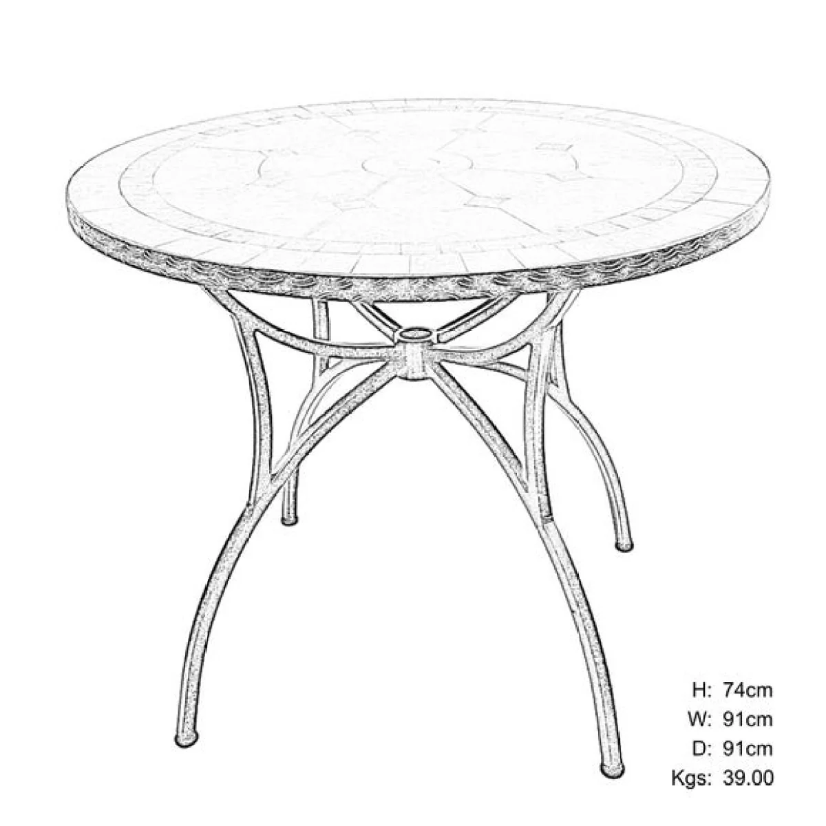 Return - Glendale 91cm Patio Table – image 5