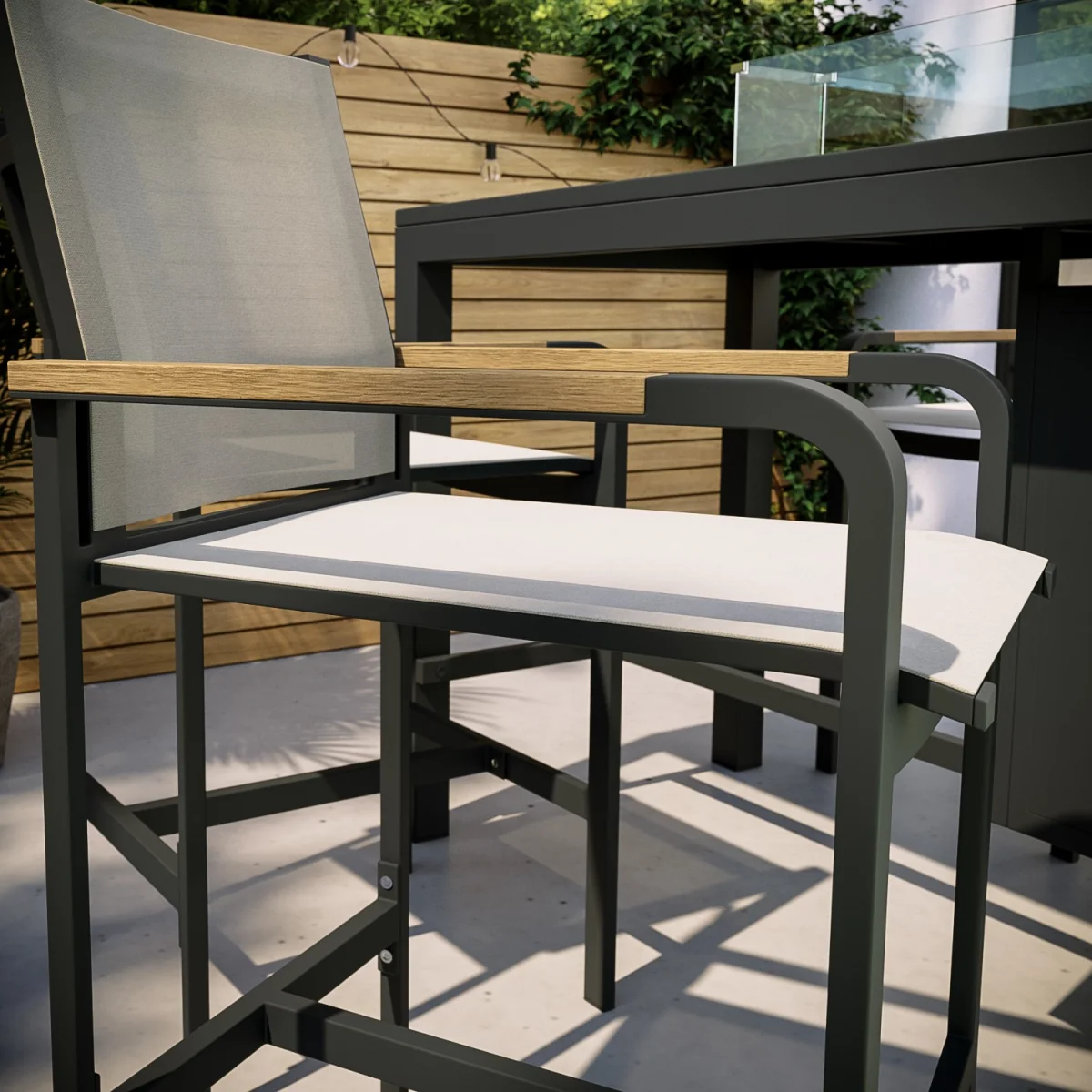 4 Seater Grey Metal Garden Bar Table Set with Fire Pit - Como – image 3