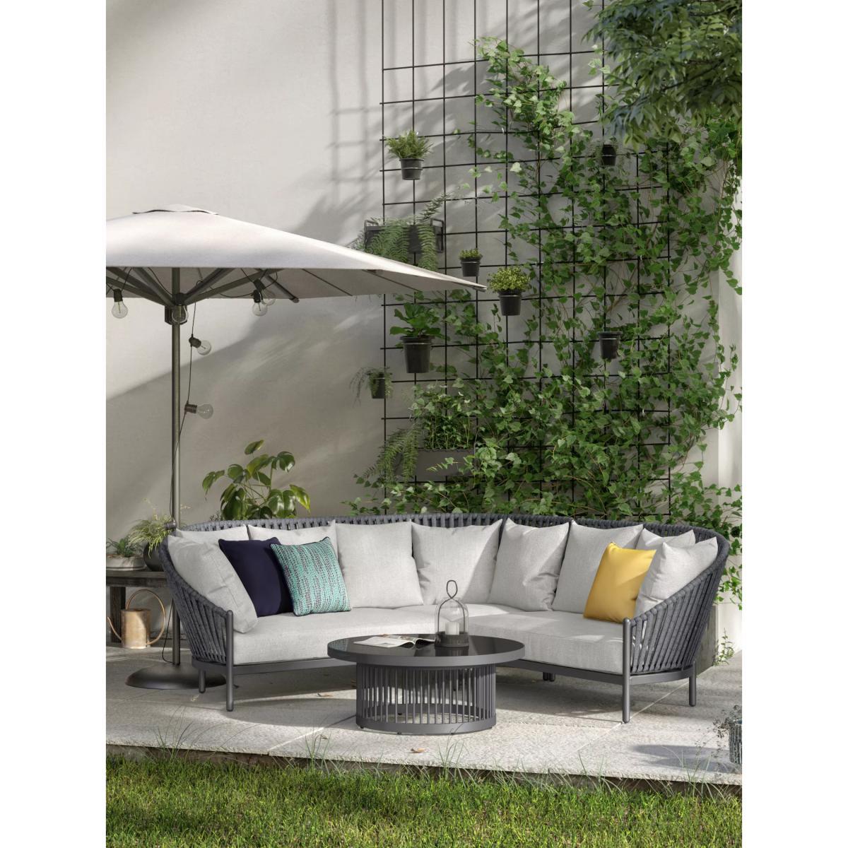 John Lewis & Partners Chunky Weave Round Garden Coffee Table, Grey – image 2