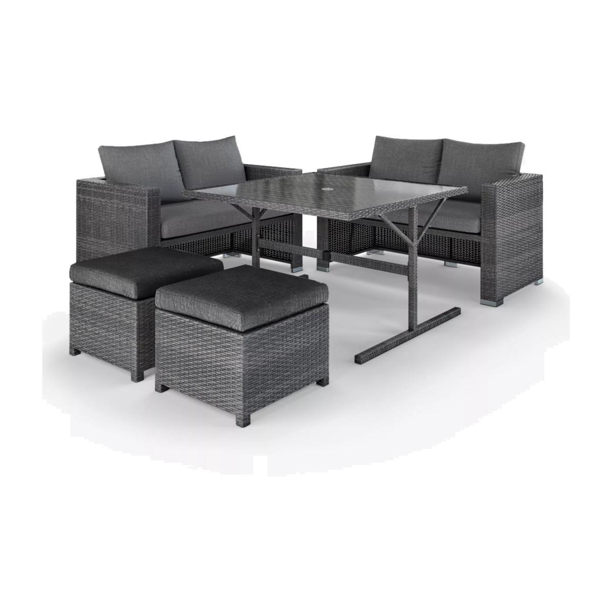 John Lewis & Partners Alora Cube 6-Seat Garden Dining Table & Chairs Set, Brown/Grey – image 1