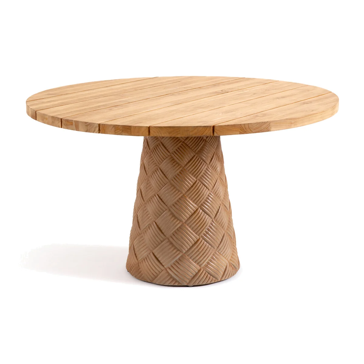 Argine Round Solid Teak & Rockstone Garden Table