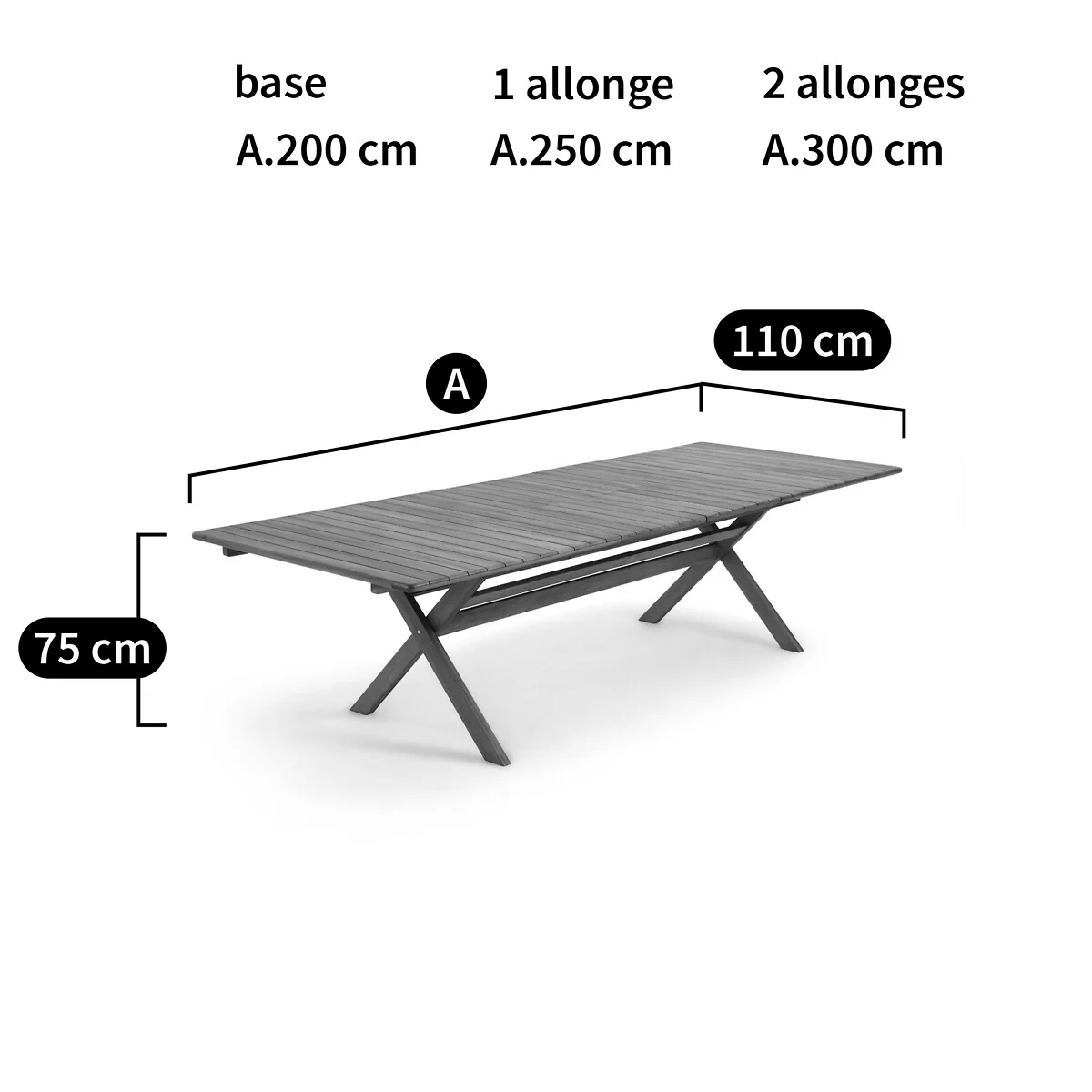 Réalto Acacia Folding Garden Table with 2 Extensions – image 8