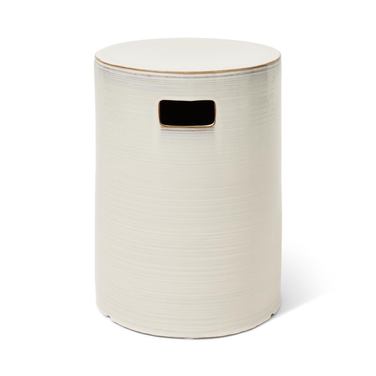 Sacha Garden Stool, White Reactive Glaze – image 2