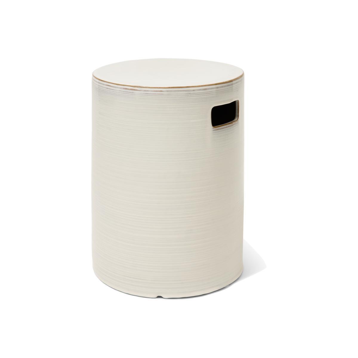 Sacha Garden Stool, White Reactive Glaze – image 1