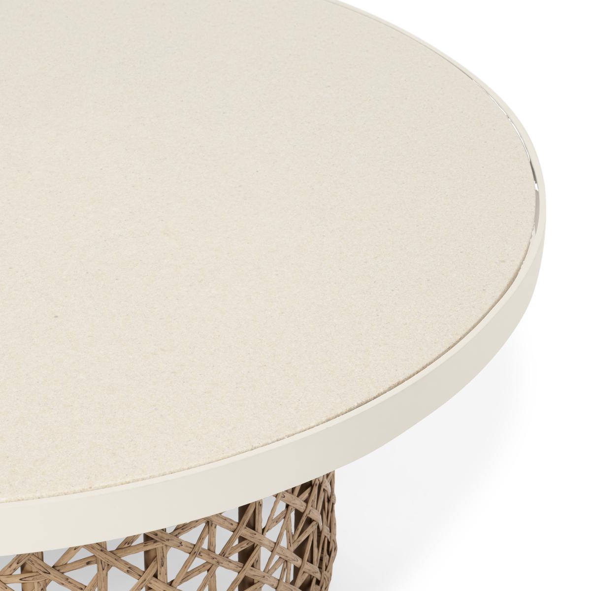 Rhonda Garden Round Coffee Table, Natural Stone & Polyweave – image 11
