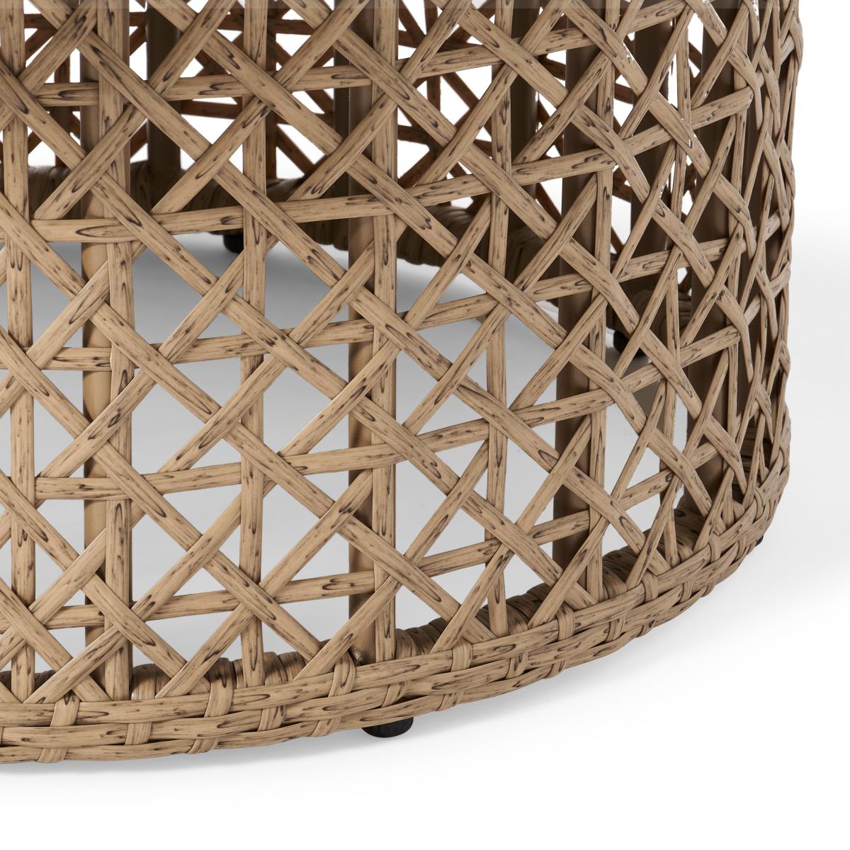 Rhonda Garden Round Coffee Table, Natural Stone & Polyweave – image 12