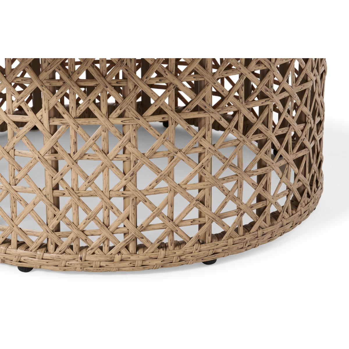 Rhonda Garden Round Coffee Table, Natural Stone & Polyweave – image 6