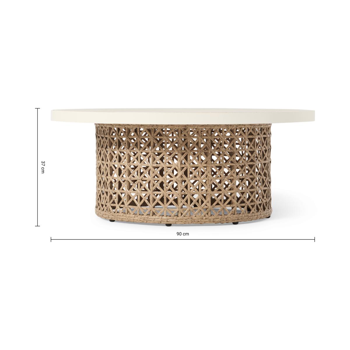 Rhonda Garden Round Coffee Table, Natural Stone & Polyweave – image 8