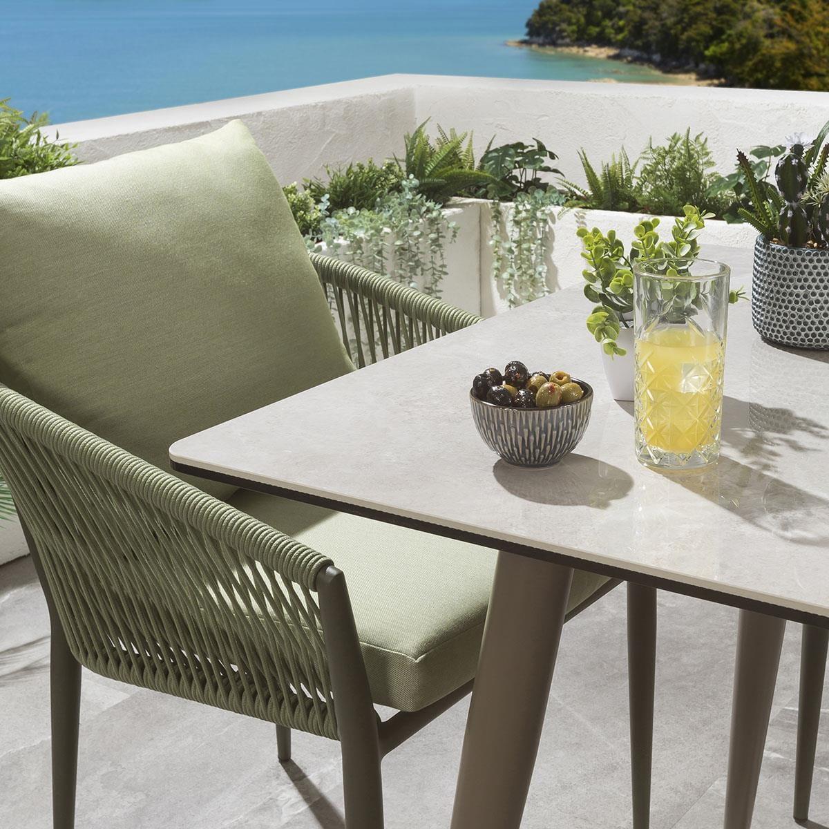 Quatropi Modern 2 Seater Ceramic Garden Table And Chairs Set Green – image 3