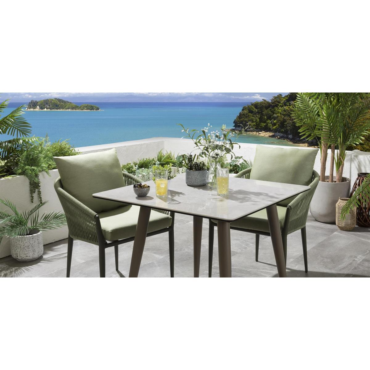 Quatropi Modern 2 Seater Ceramic Garden Table And Chairs Set Green – image 5