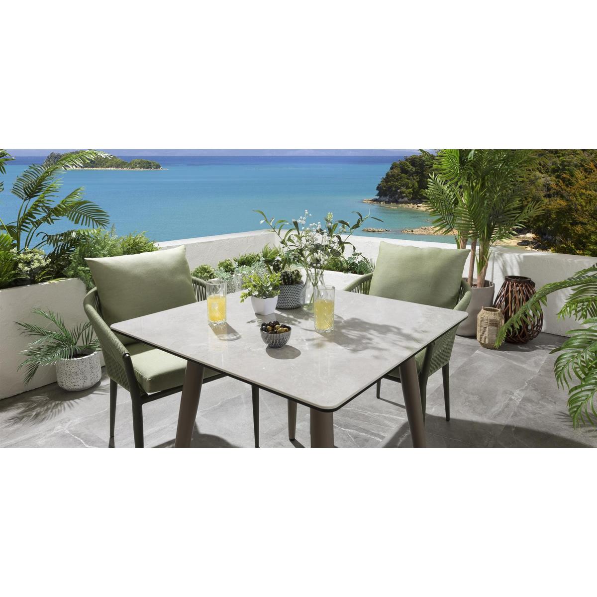 Quatropi Modern 2 Seater Ceramic Garden Table And Chairs Set Green – image 6