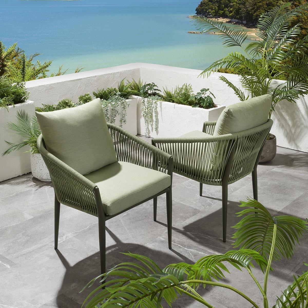 Quatropi Modern 2 Seater Ceramic Garden Table And Chairs Set Green – image 7