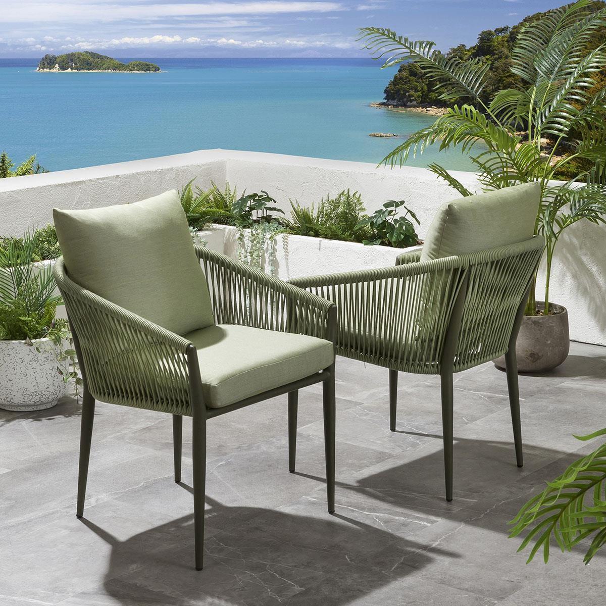 Quatropi Modern 2 Seater Ceramic Garden Table And Chairs Set Green – image 8
