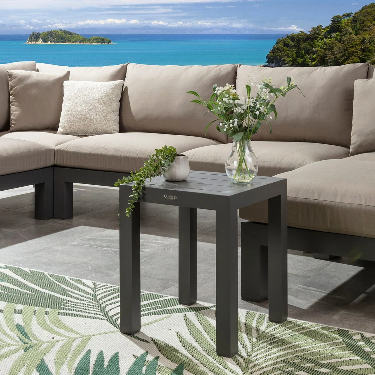 Zara Outdoor Garden Square Aluminium Side Table Grey 40cm – image 2