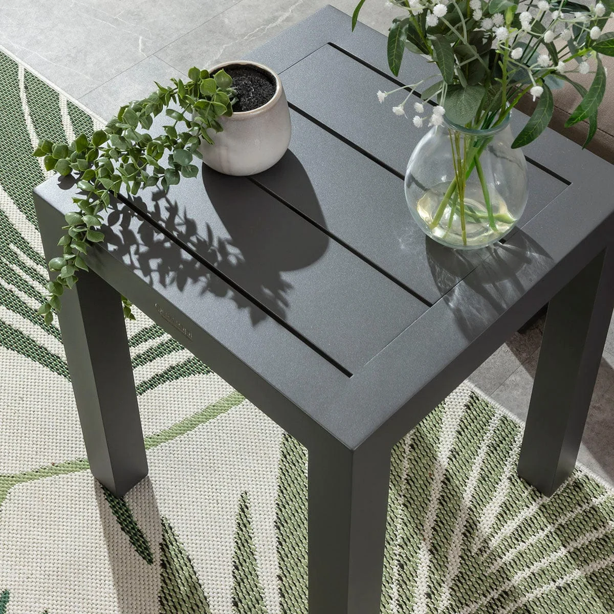 Zara Outdoor Garden Square Aluminium Side Table Grey 40cm – image 3