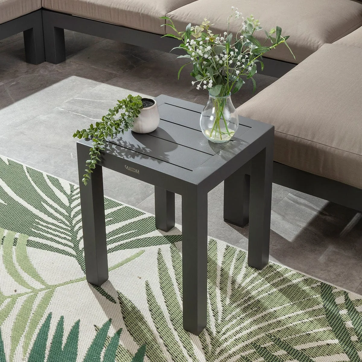 Zara Outdoor Garden Square Aluminium Side Table Grey 40cm – image 1