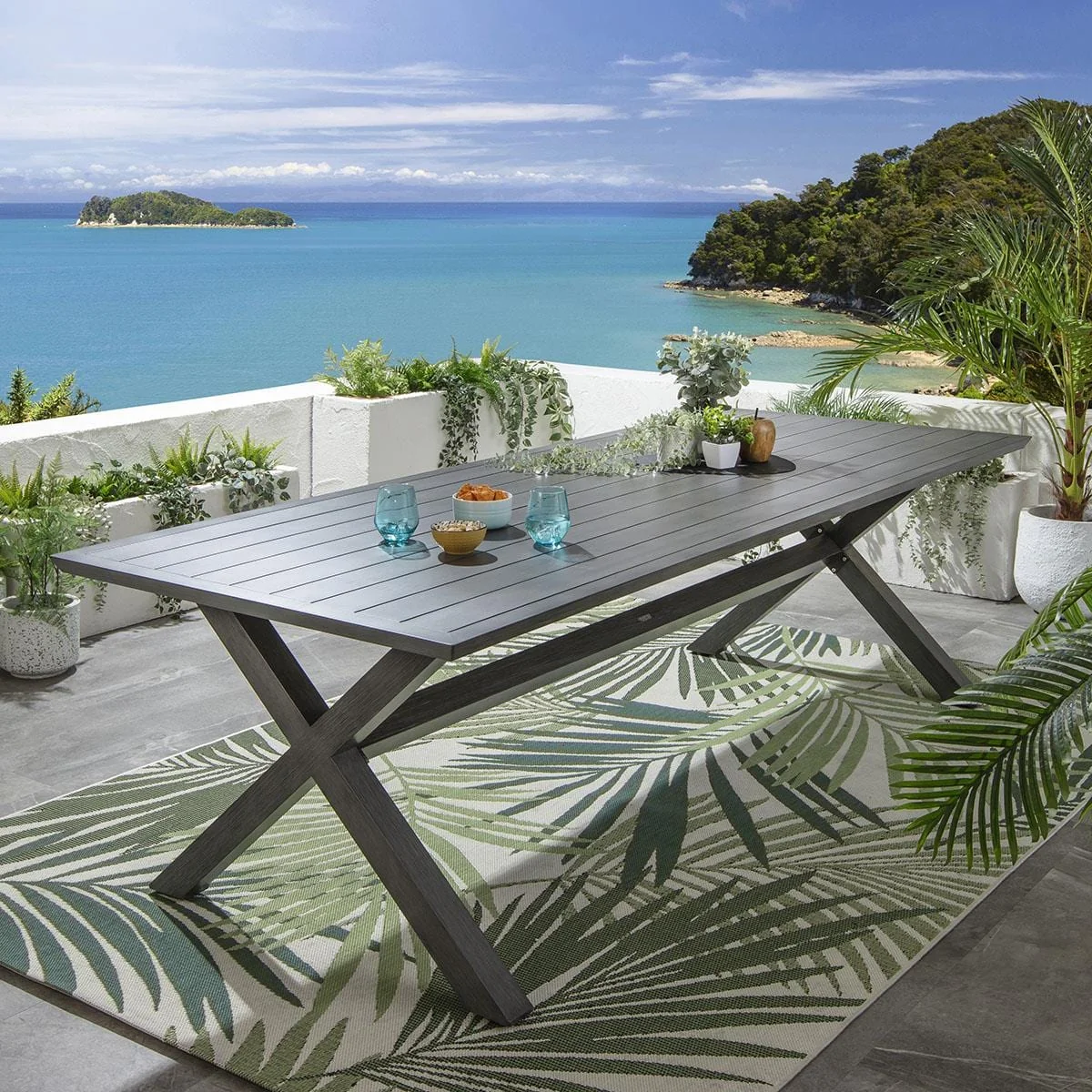 ExDisplay Star 10 Seater Outdoor Garden Dining Table Grey Wood Effect 260cm – image 4