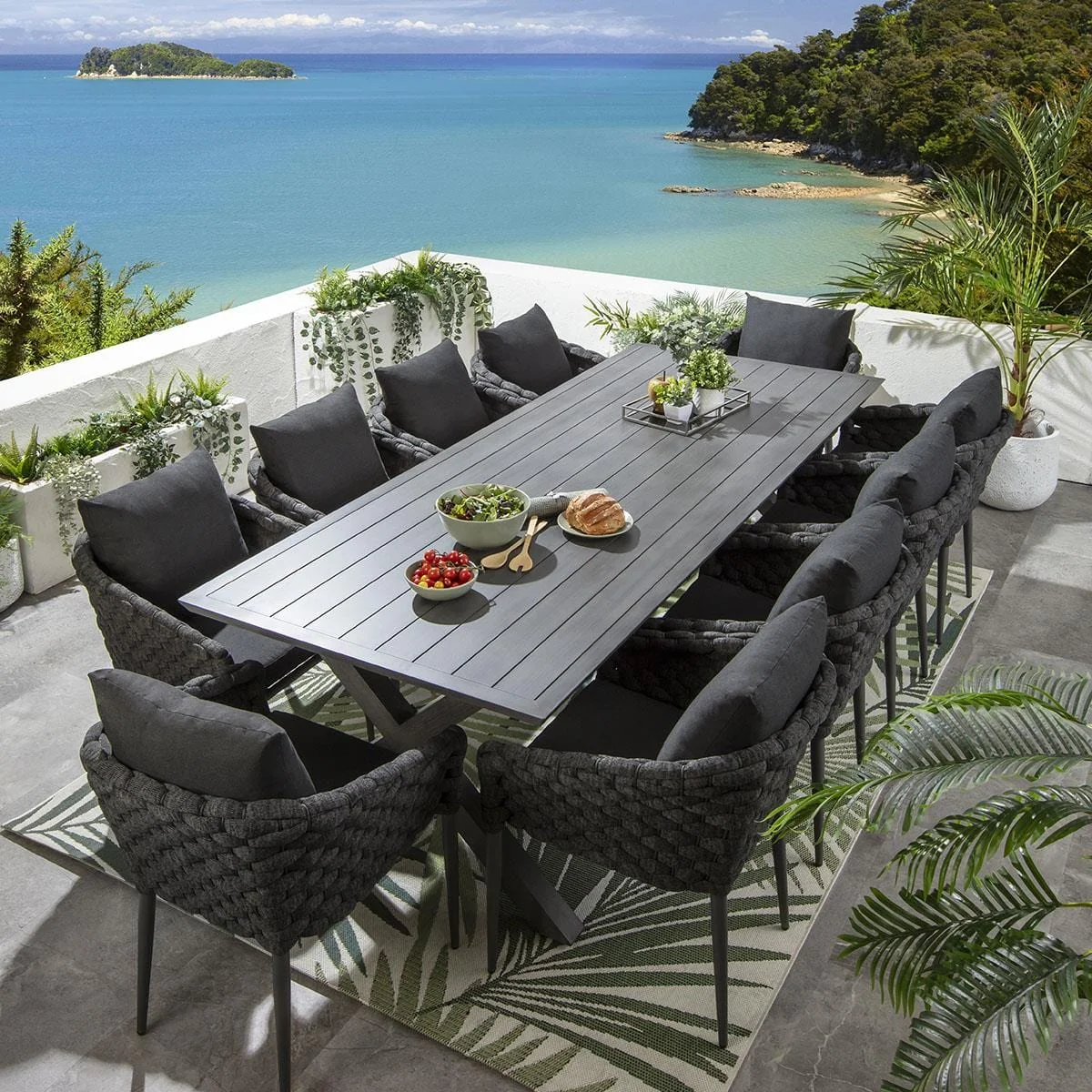 ExDisplay Star 10 Seater Outdoor Garden Dining Table Grey Wood Effect 260cm – image 6