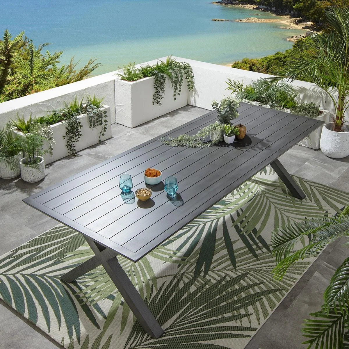 ExDisplay Star 10 Seater Outdoor Garden Dining Table Grey Wood Effect 260cm – image 1
