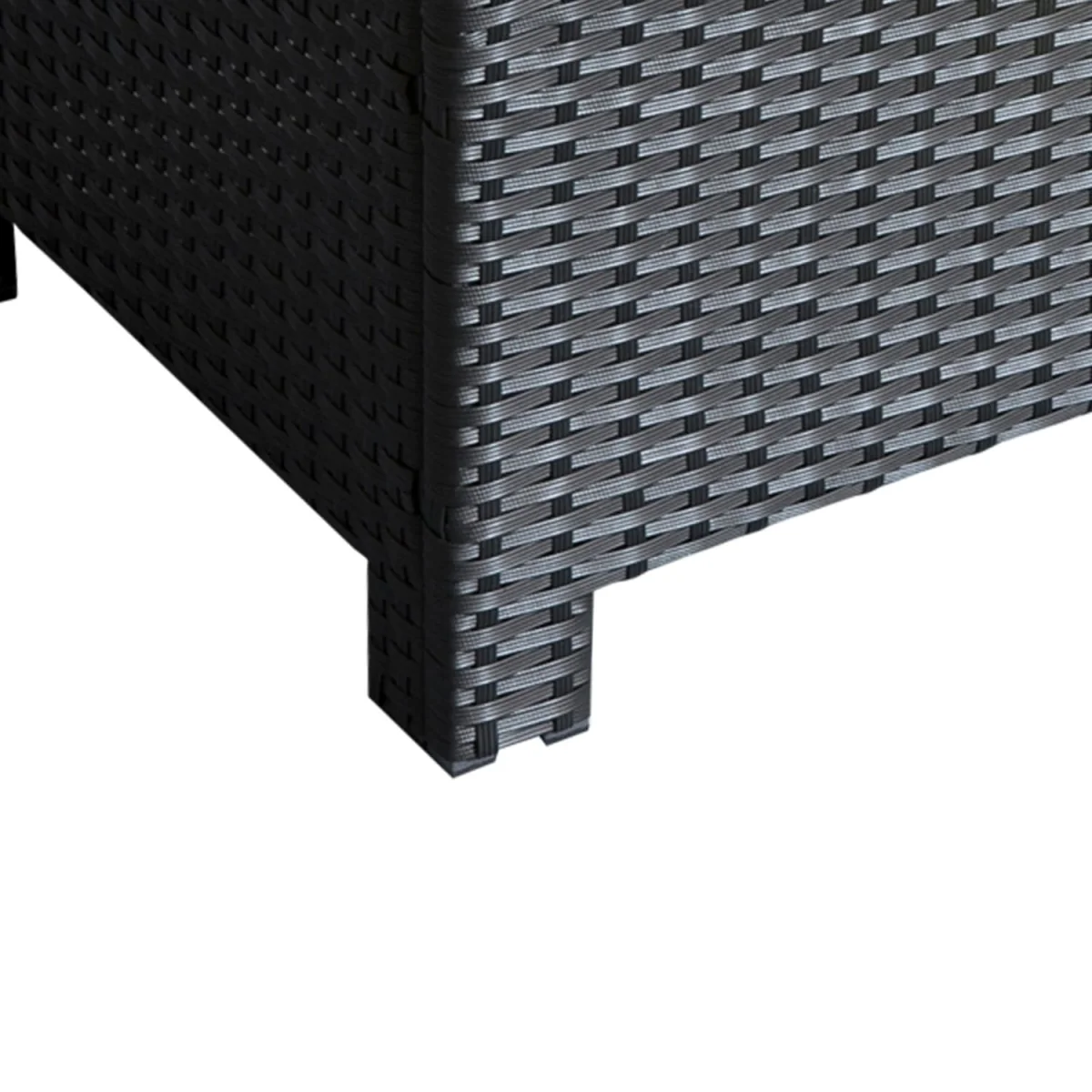 Niyo Black Rattan Rectangular Outdoor Coffee Table with Tempered Glass Top – image 6