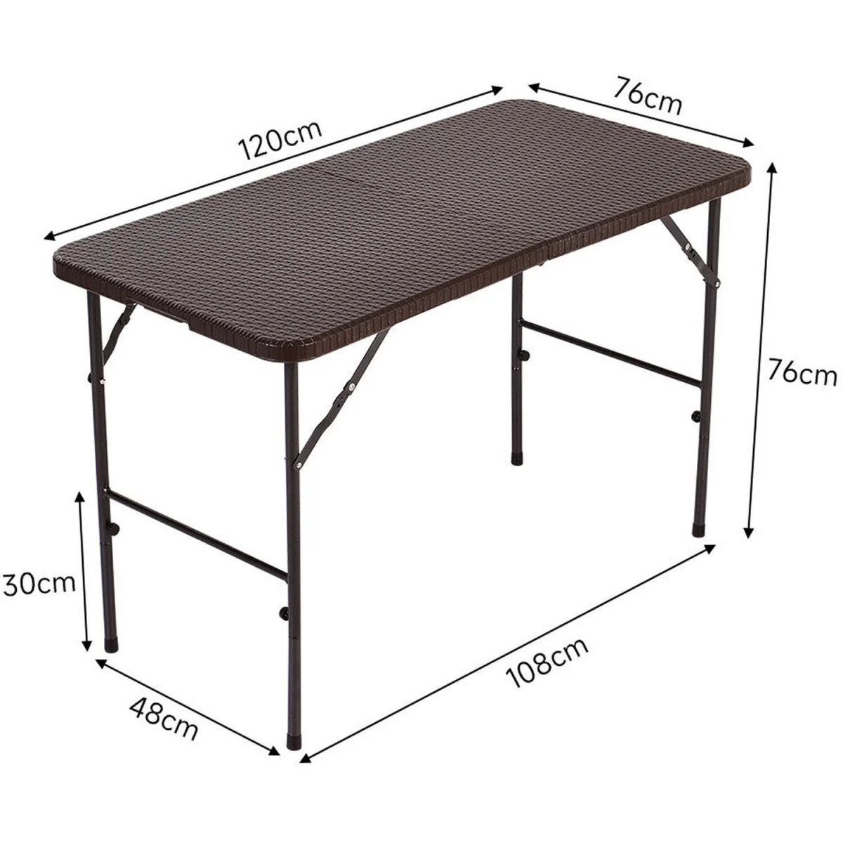 Foldable Beer Dining Table Garden Camping Rattan Effect - Brown / 60cm – image 18