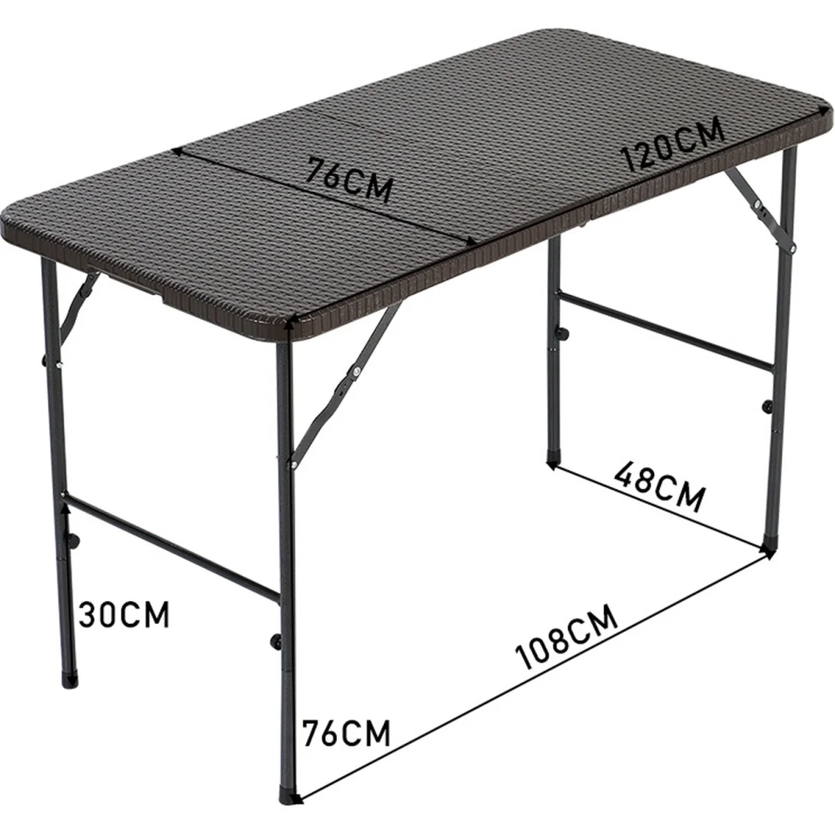 Foldable Beer Dining Table Garden Camping Rattan Effect - Brown / 60cm – image 19