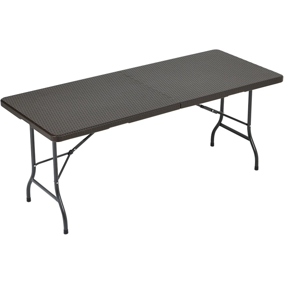 Foldable Beer Dining Table Garden Camping Rattan Effect - Brown / 60cm – image 3