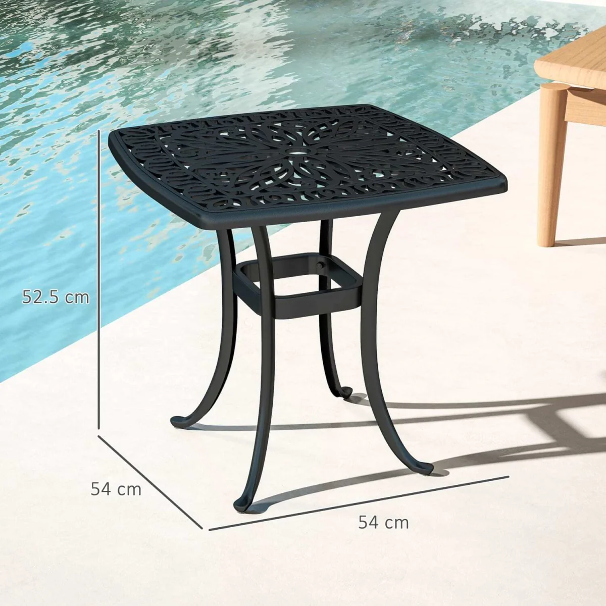 Suro Cast Aluminium Outdoor Side Table, Black, 54cm. – image 5