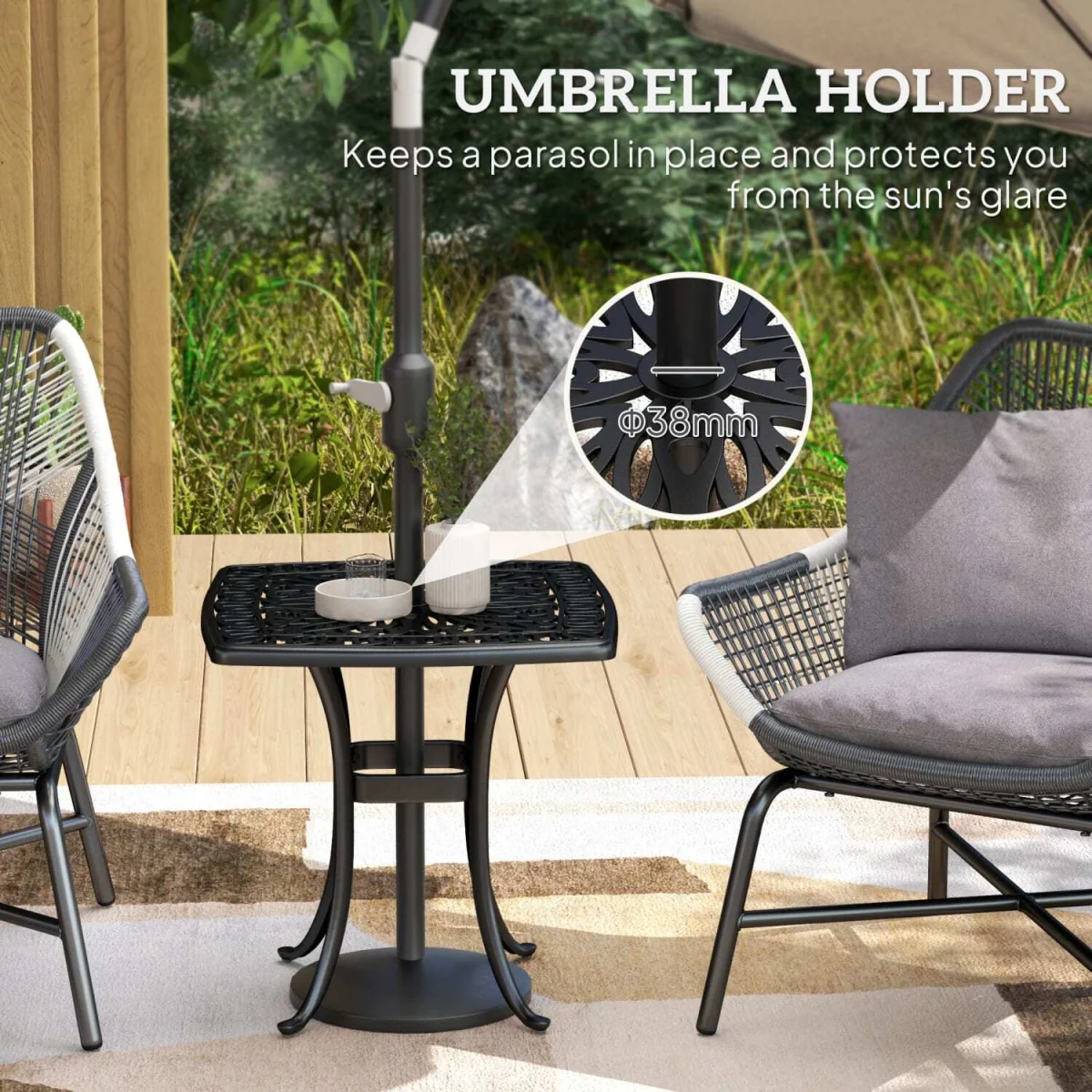 Suro Cast Aluminium Outdoor Side Table, Black, 54cm. – image 6